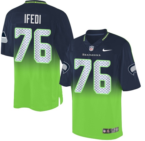 Men's Limited Germain Ifedi Nike Jersey Navy/Green - #76 Fadeaway NFL Seattle Seahawks